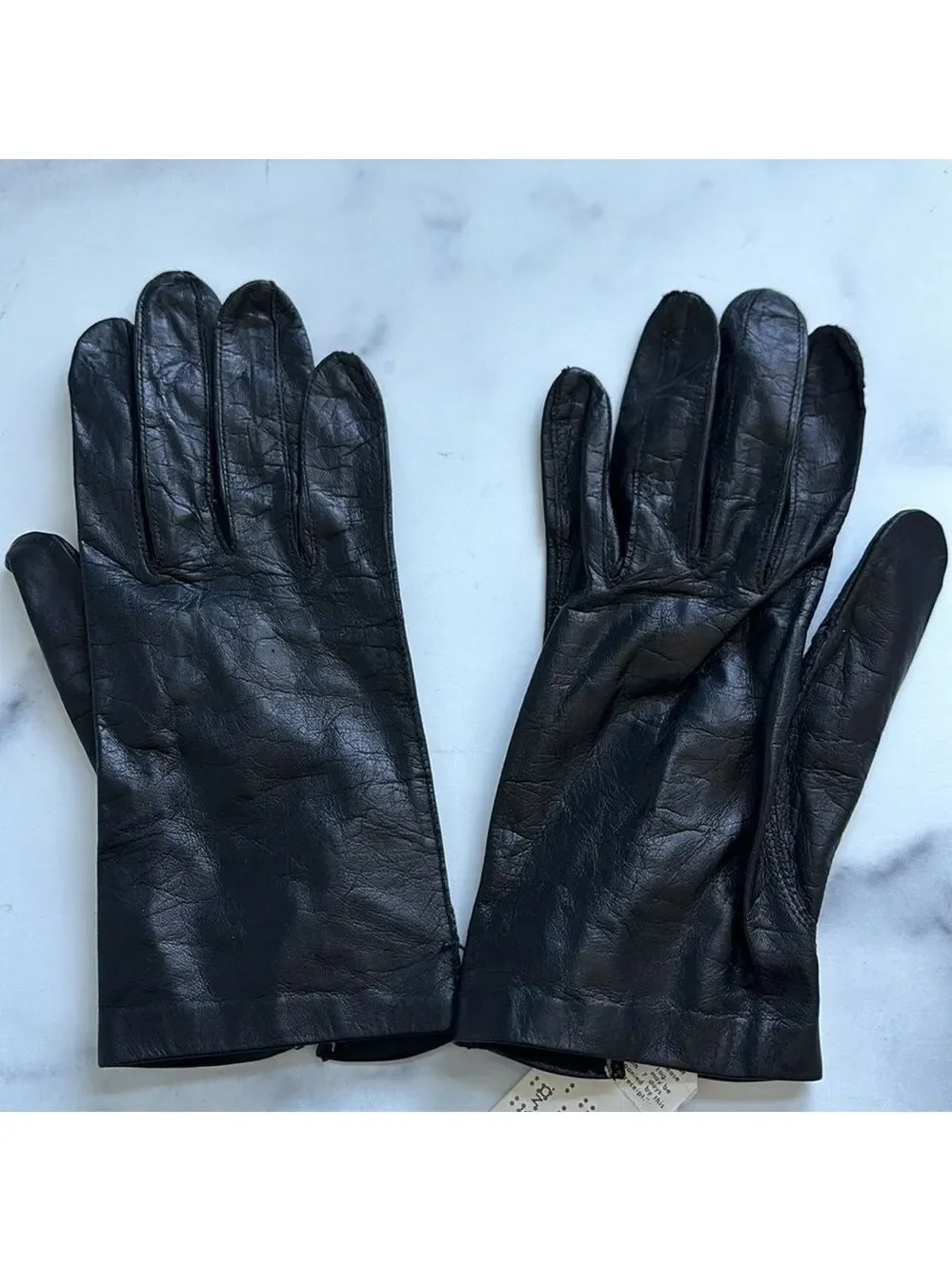 Fownes Vintage Driving Riding Black Leather Gloves Size 7 fits smaller